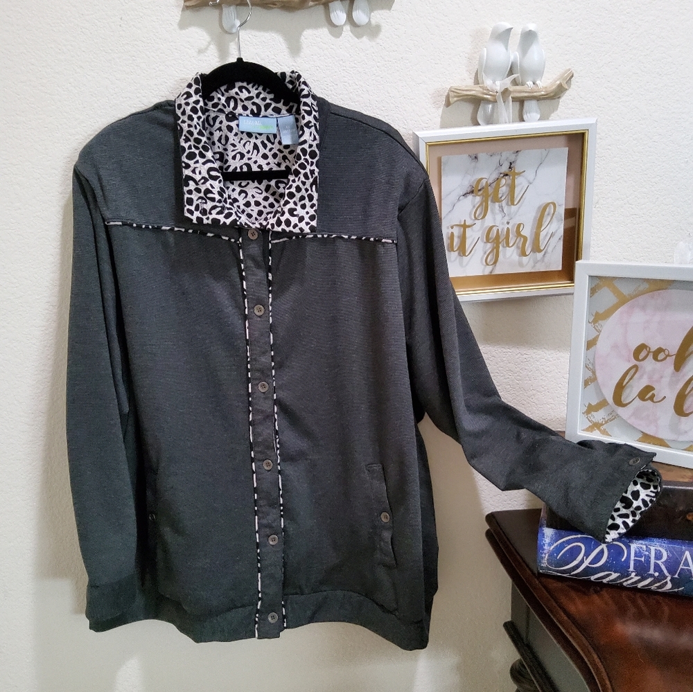 LIZ & ME, Charcoal Gray Light Weight Jacket 4X
